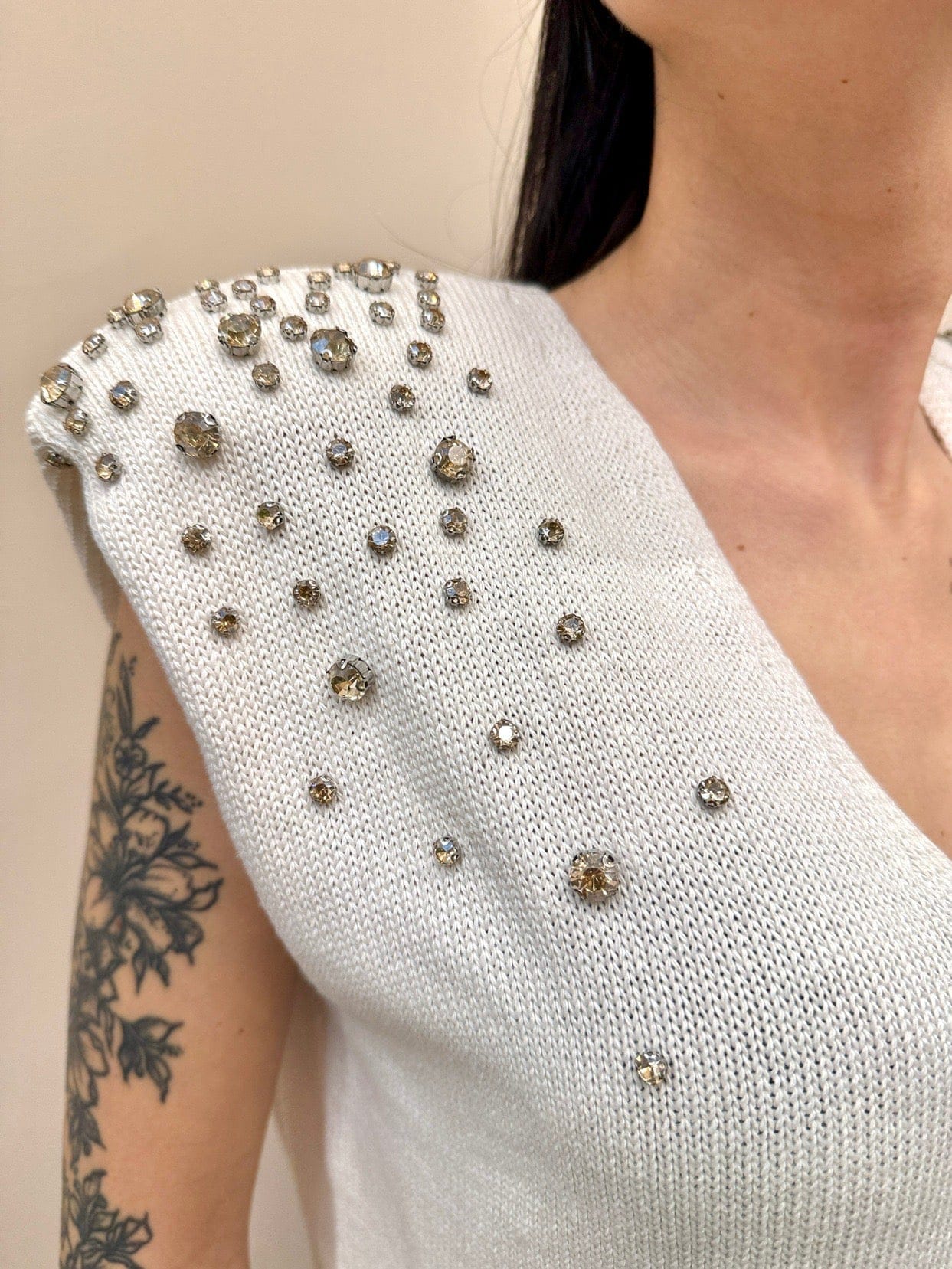 Gilet con strass - PANNA