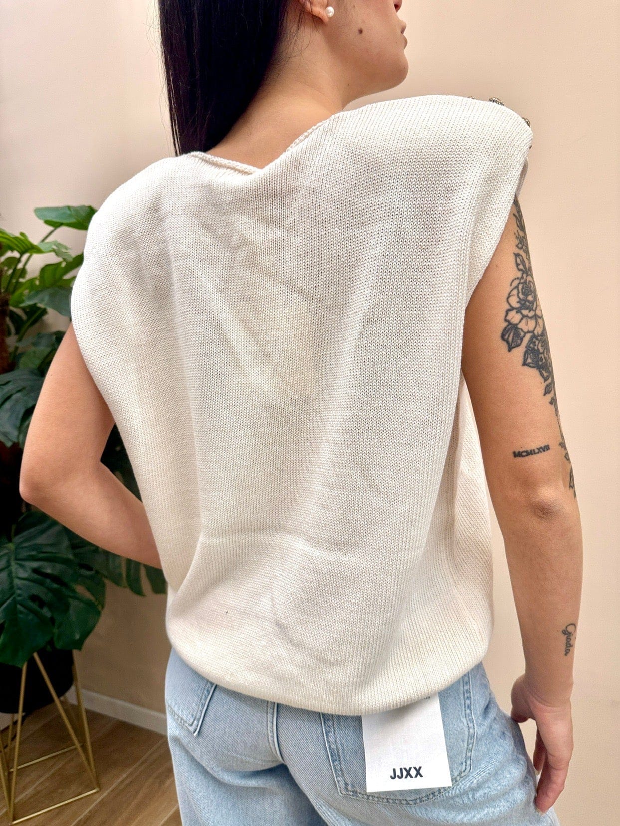 Gilet con strass - PANNA