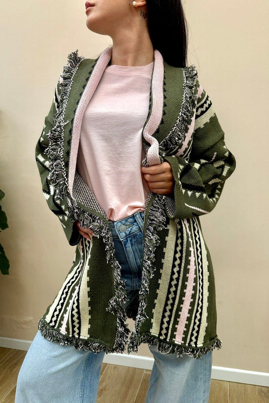 Maxi Cardigan etnico - VERDE