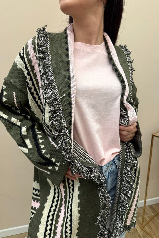 Maxi Cardigan etnico - VERDE