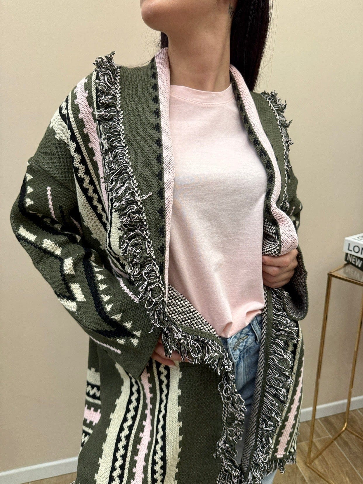 Maxi Cardigan etnico - VERDE