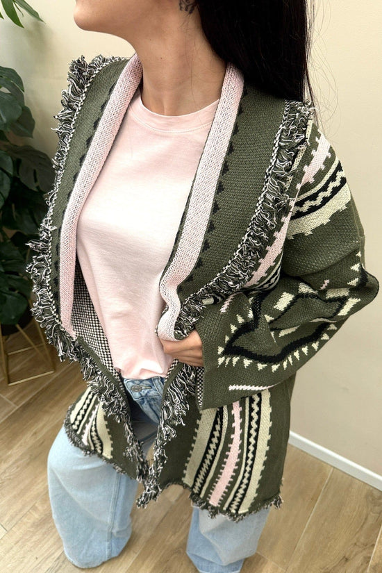 Maxi Cardigan etnico - VERDE