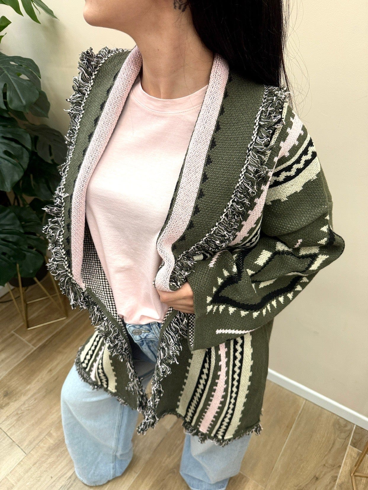 Maxi Cardigan etnico - VERDE