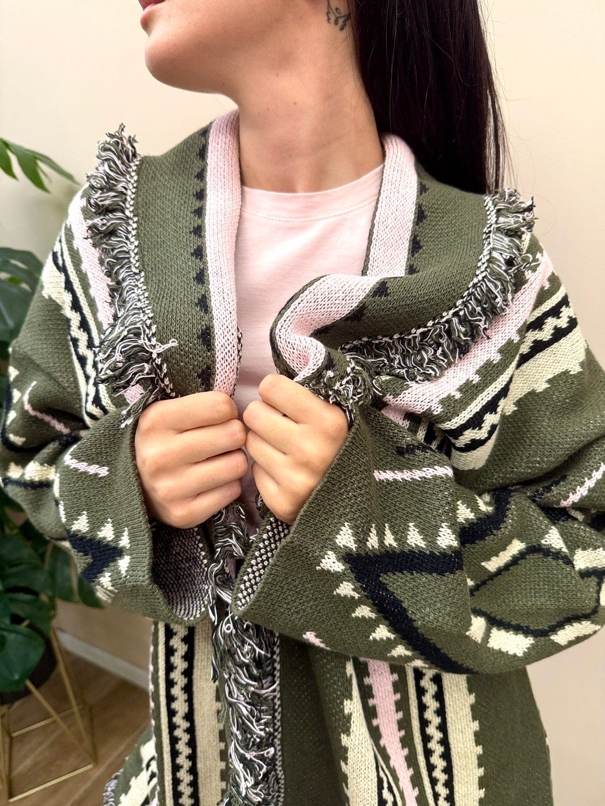 Maxi Cardigan etnico - VERDE
