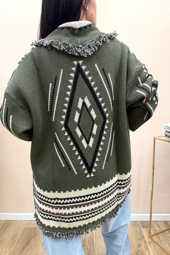 Maxi Cardigan etnico - VERDE