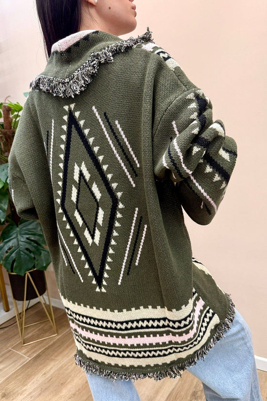 Maxi Cardigan etnico - VERDE