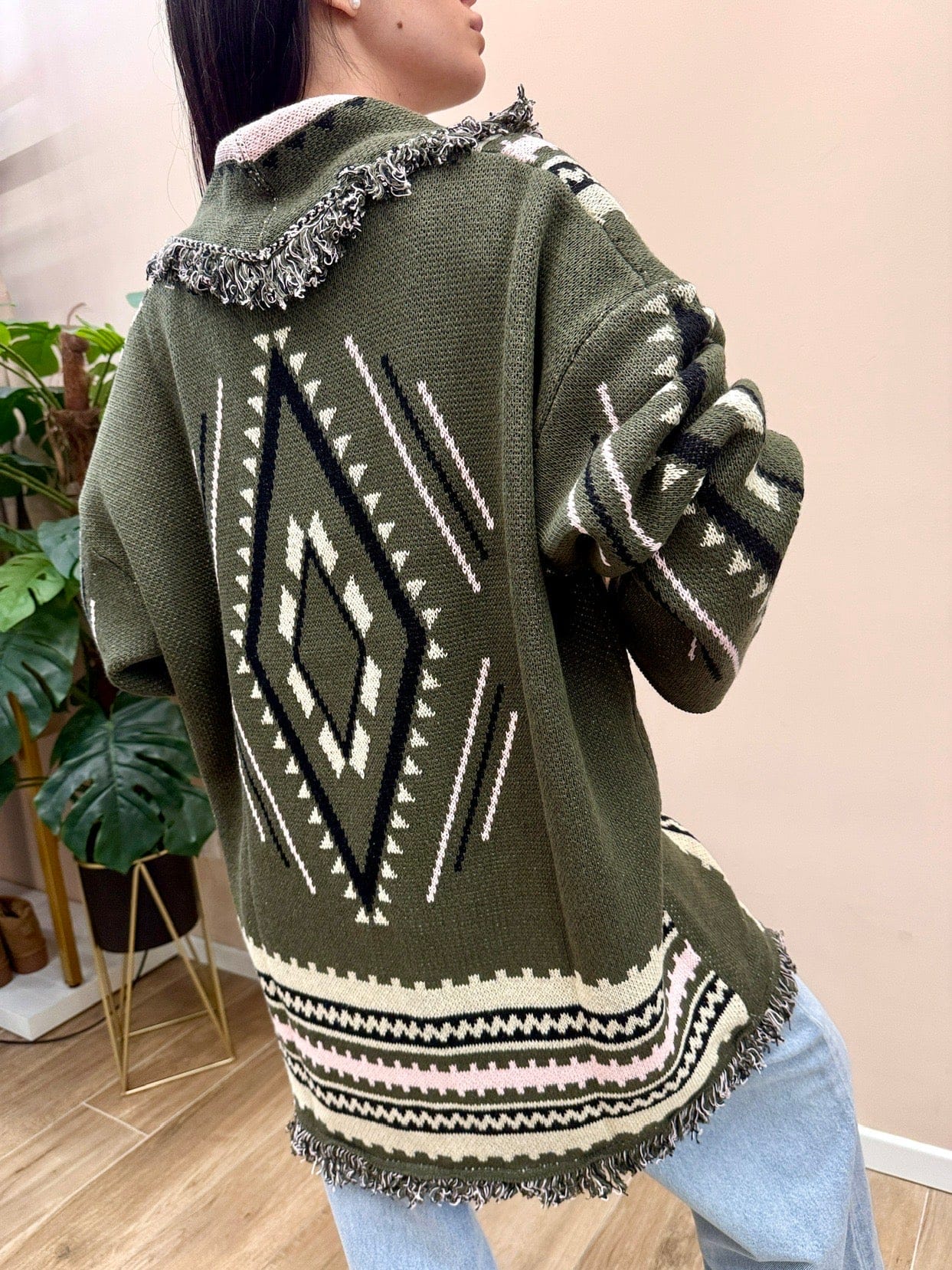 Maxi Cardigan etnico - VERDE