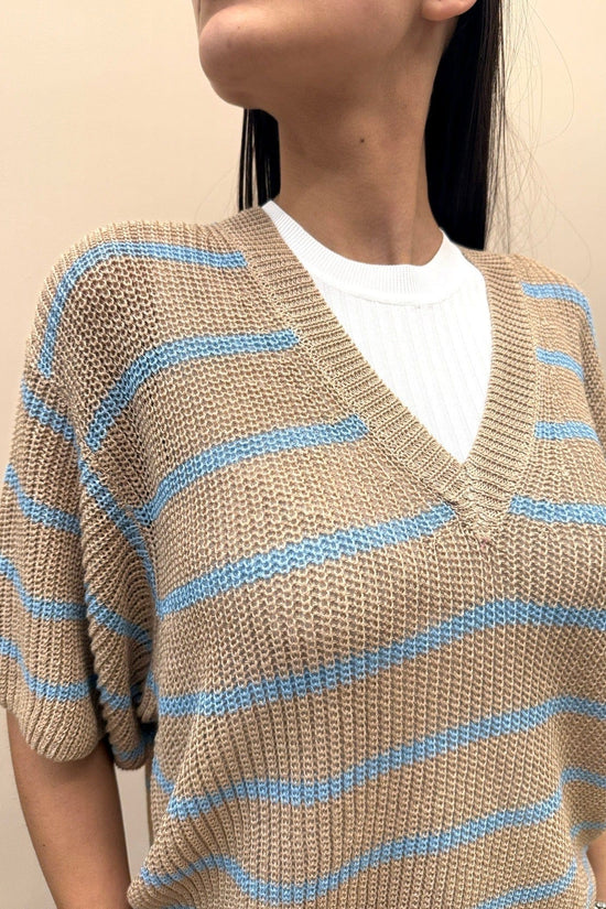Mglia scollo a V in filo - BEIGE