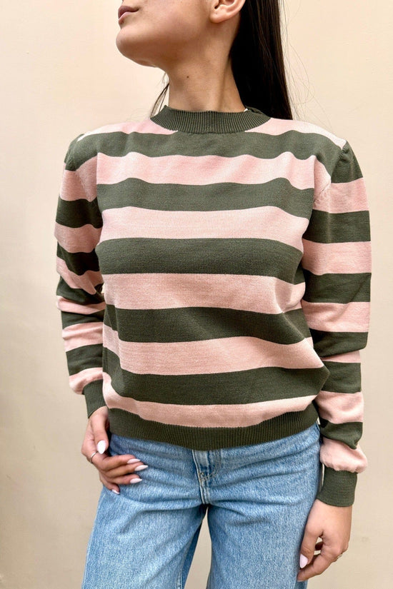 Maglia righe girocollo - MIL -ROSA