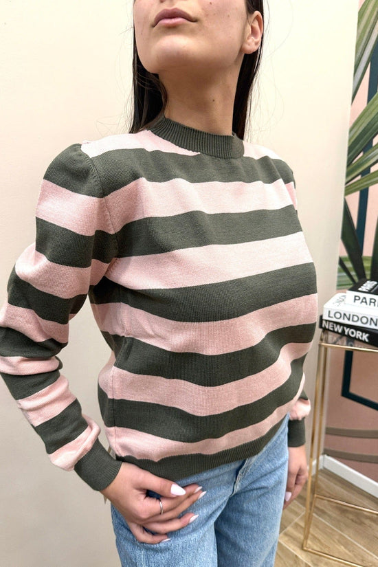 Maglia righe girocollo - MIL -ROSA