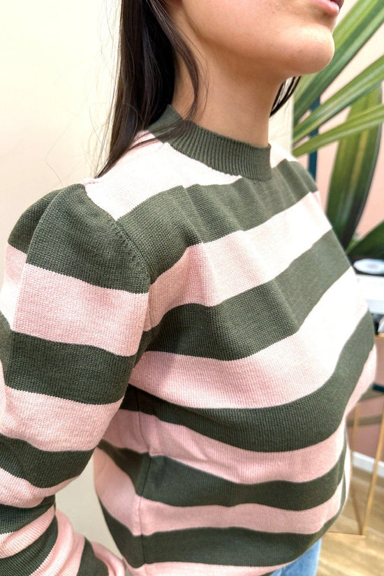 Maglia righe girocollo - MIL -ROSA