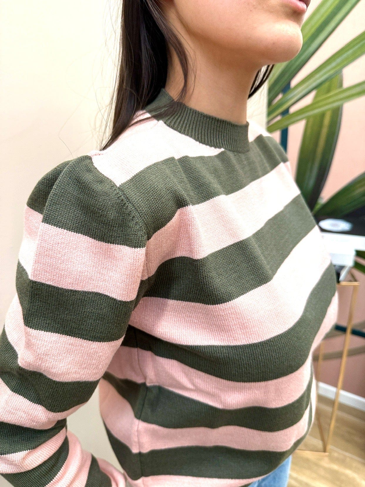 Maglia righe girocollo - MIL -ROSA
