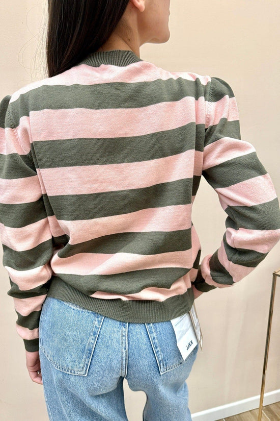 Maglia righe girocollo - MIL -ROSA