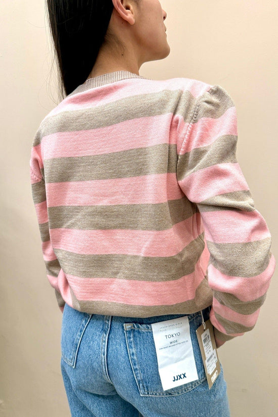Maglia righe girocollo - ROSA-NOCE