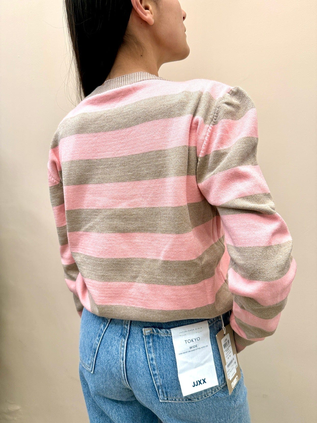 Maglia righe girocollo - ROSA-NOCE