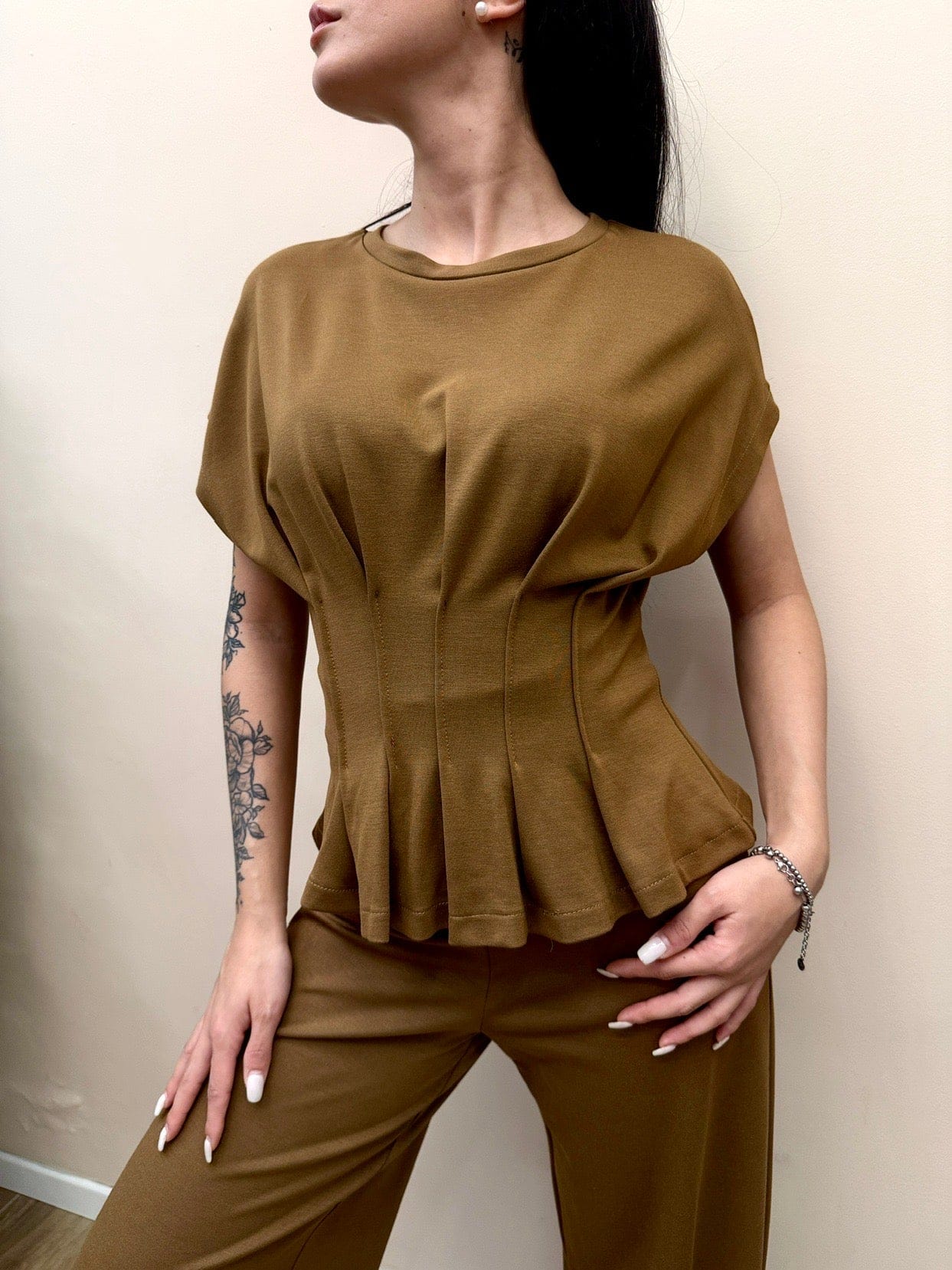 Maglia manica aletta - TABACCO