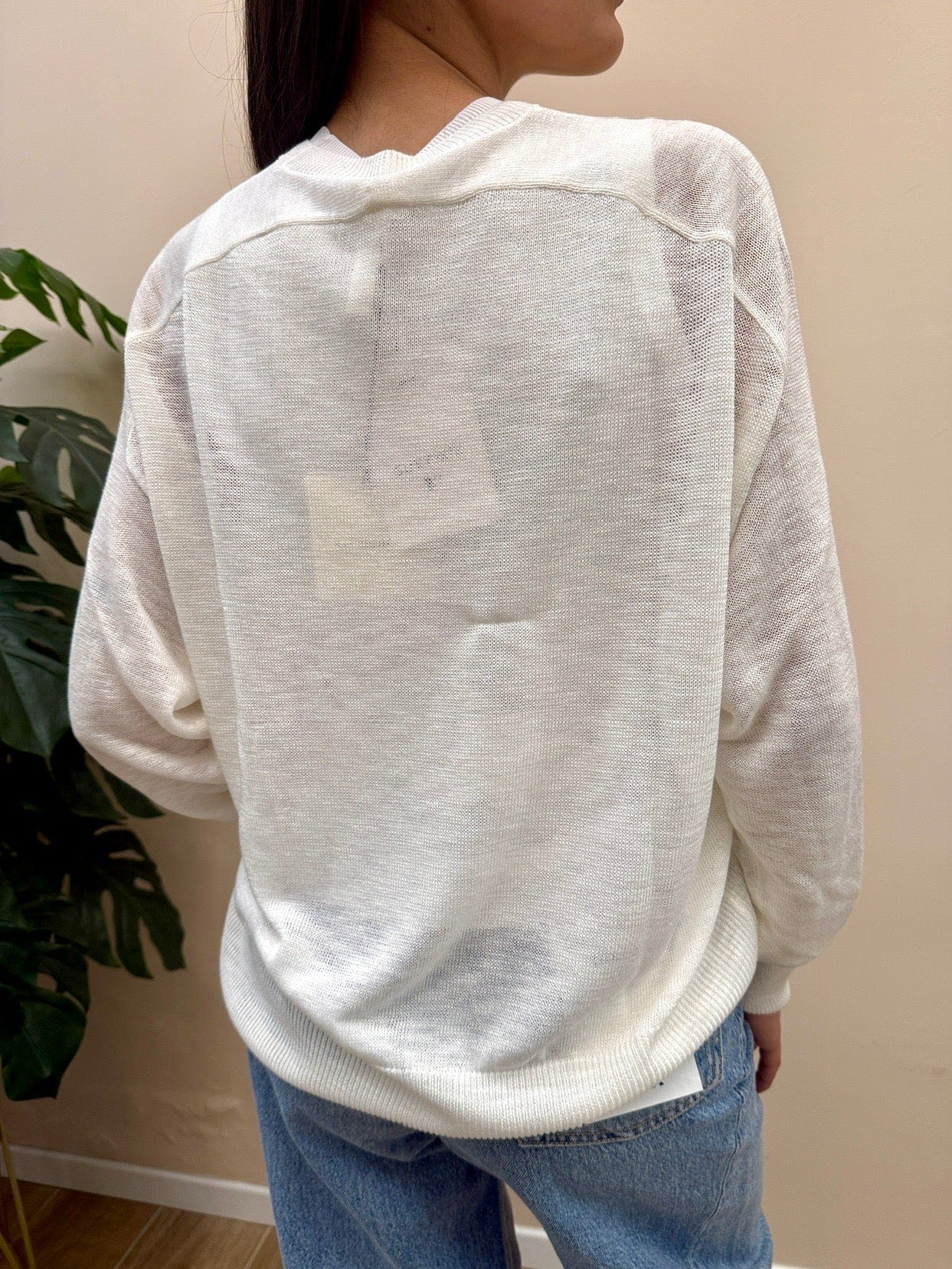 Maglia in filo di viscosa - PANNA