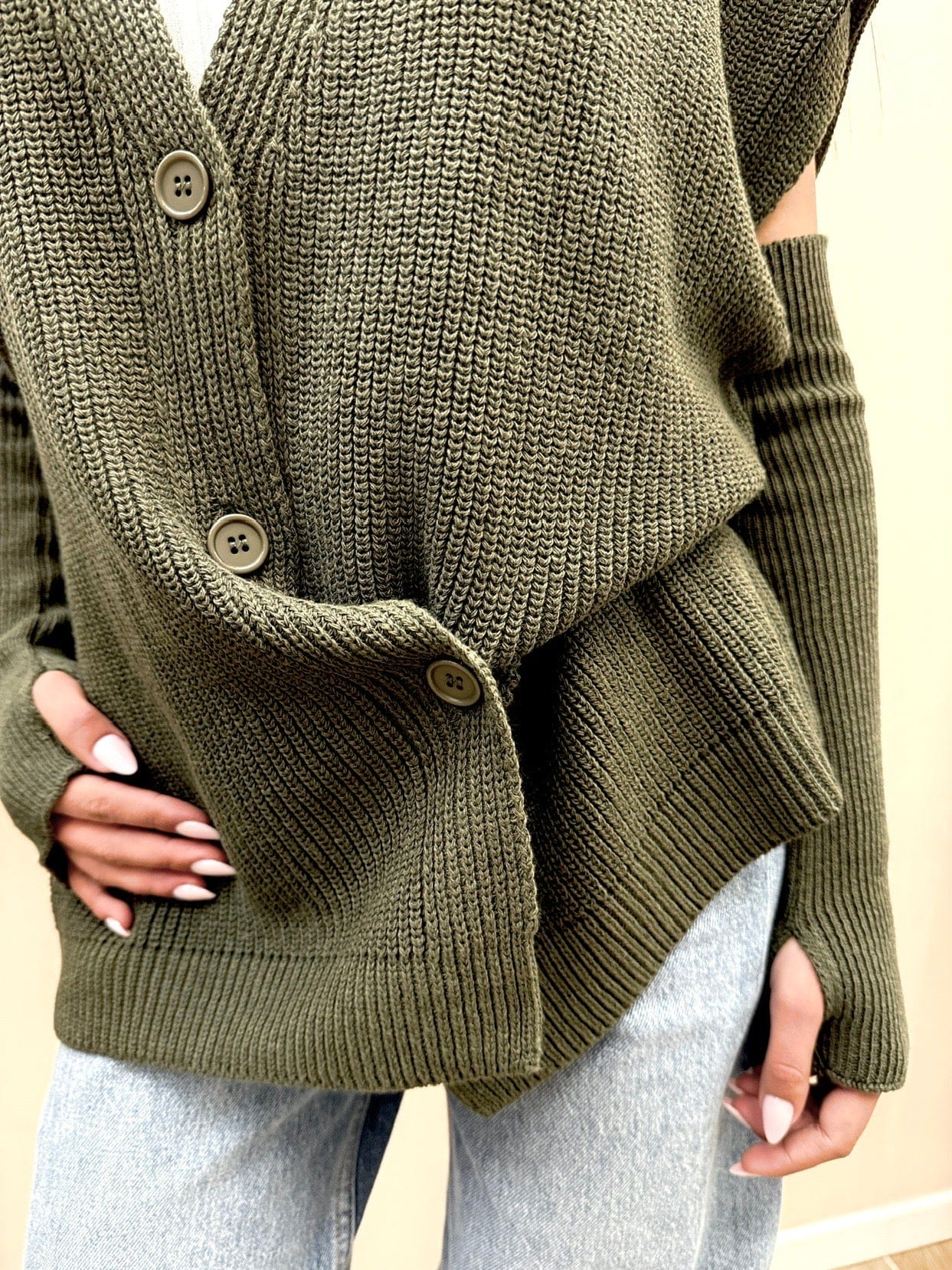 Gilet con bottoni - VERDE