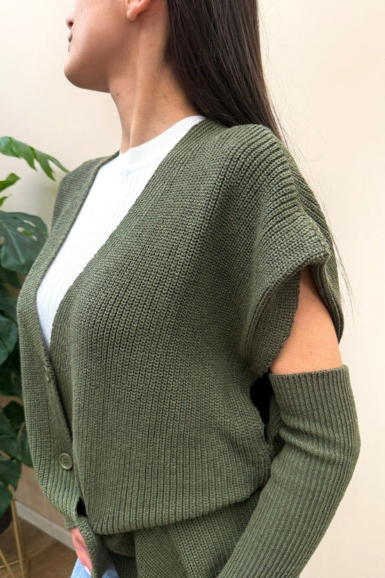 Gilet con bottoni - VERDE