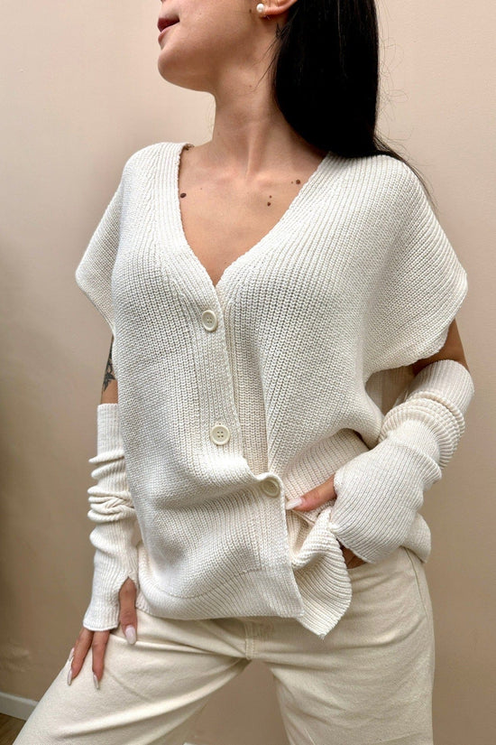 Gilet con bottoni - PANNA
