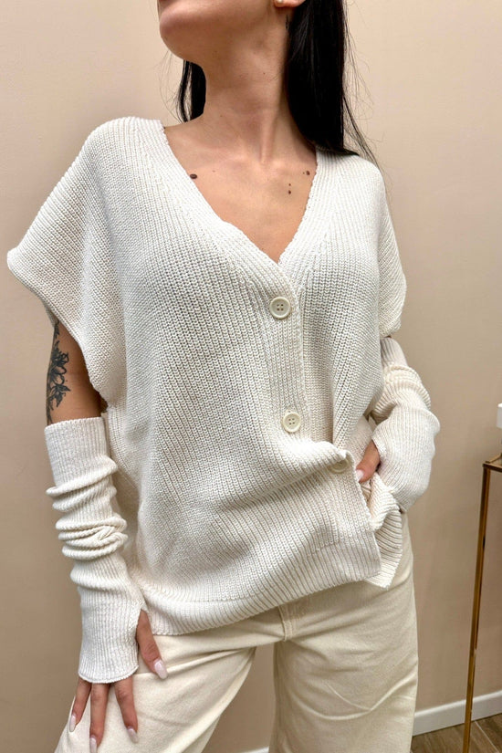 Gilet con bottoni - PANNA