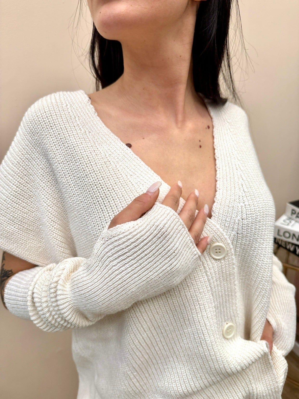 Gilet con bottoni - PANNA