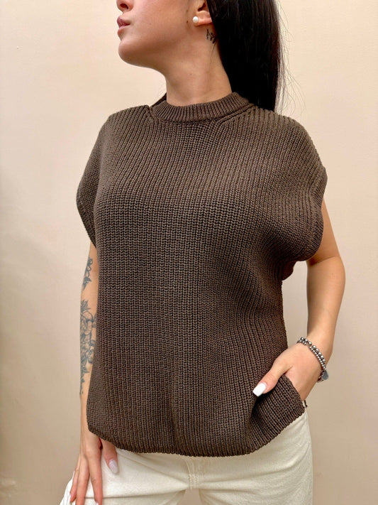 Gilet girocollo - MORO