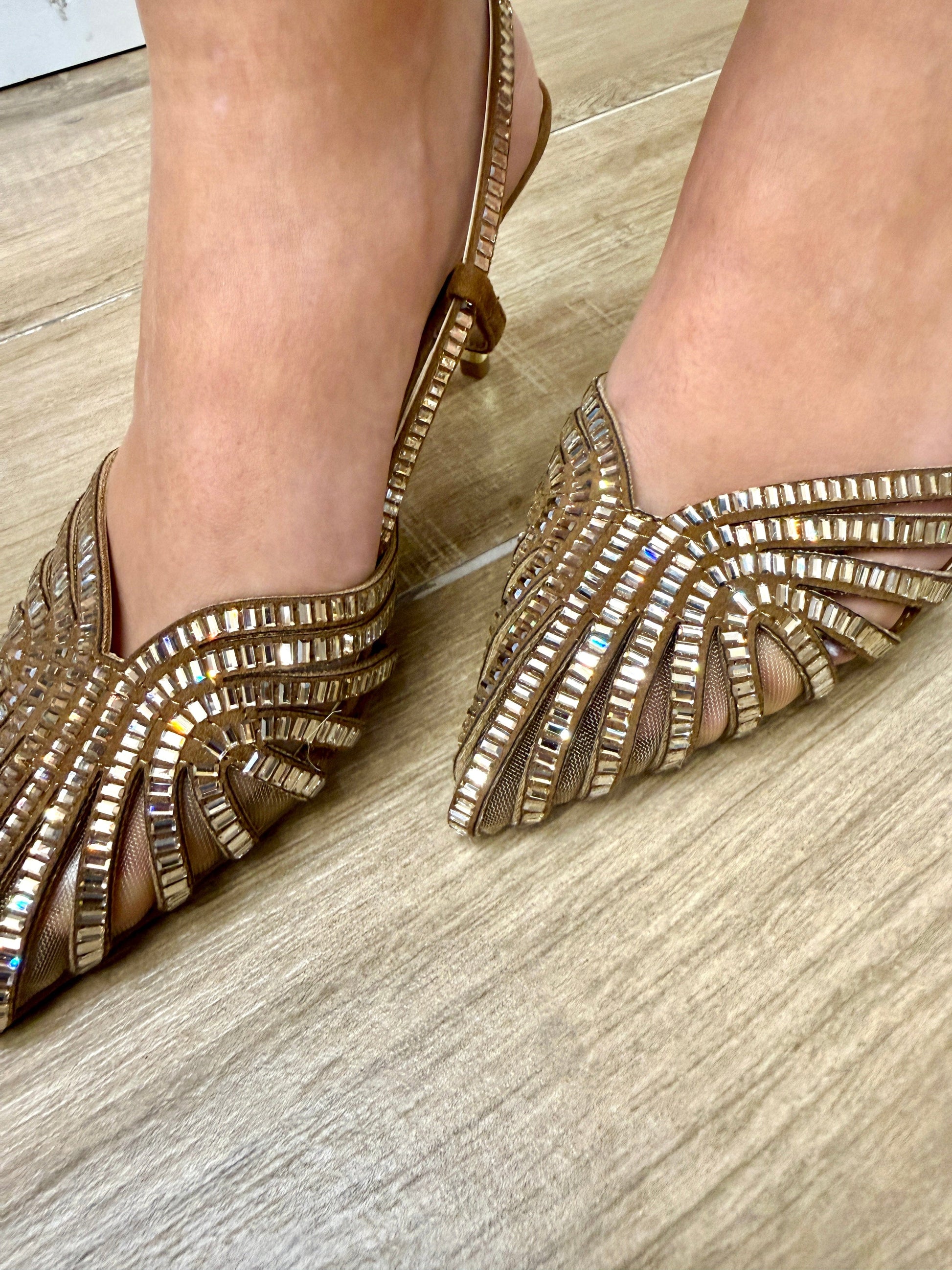 Slingback con strass - CAMEL