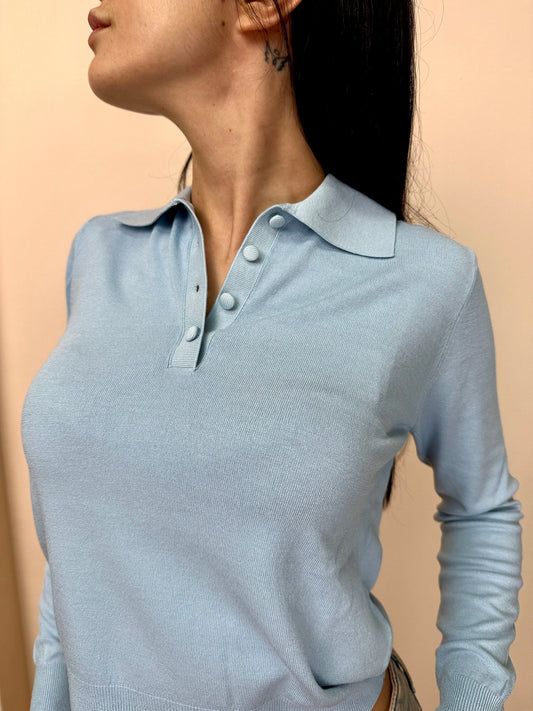 Polo in viscosa - CELESTE