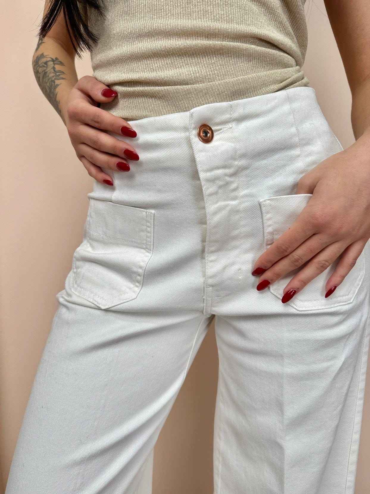 Jeans con taschine palazzo - BURRO