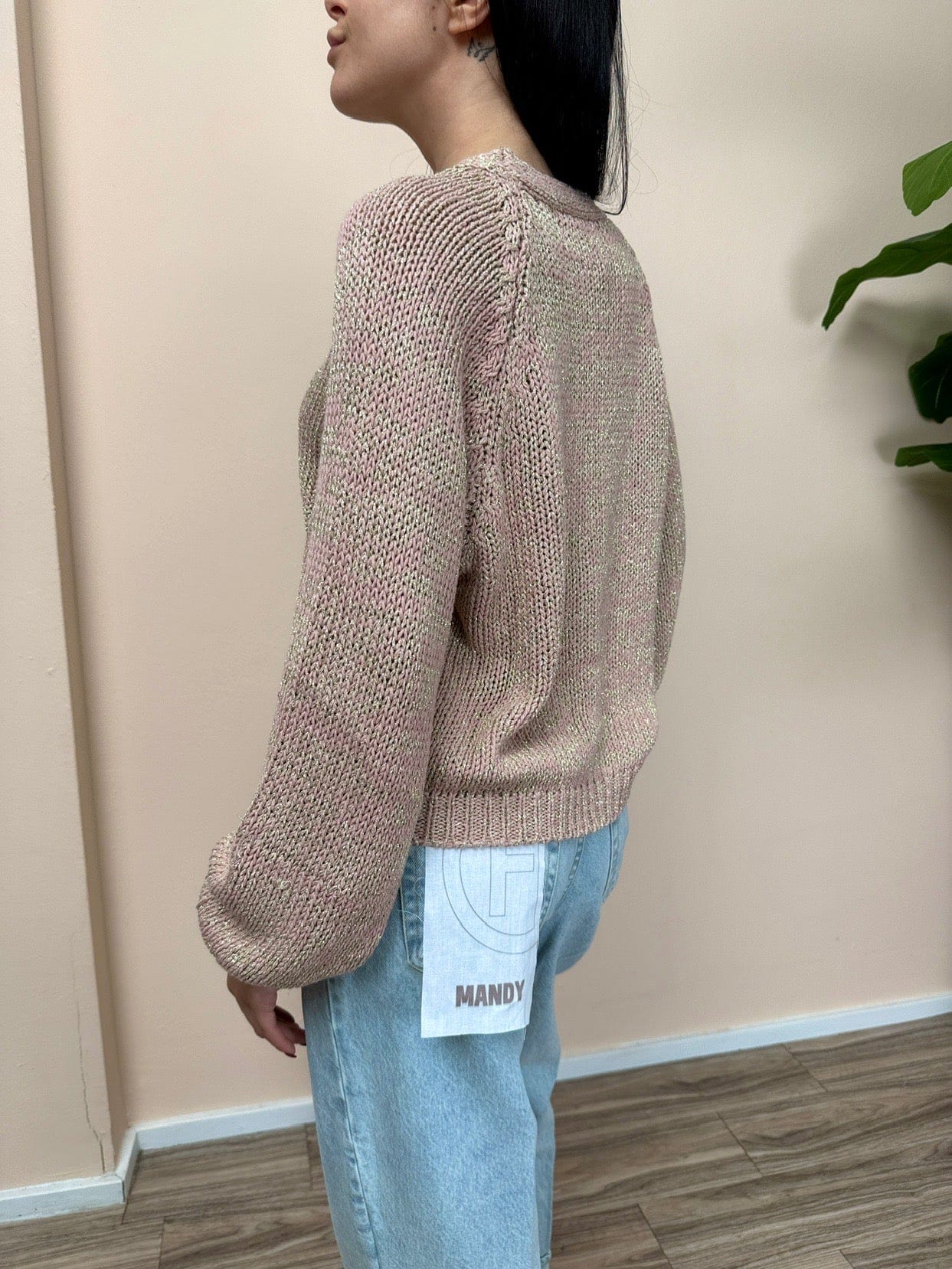 Cardigan bottone gioiello - ROSA