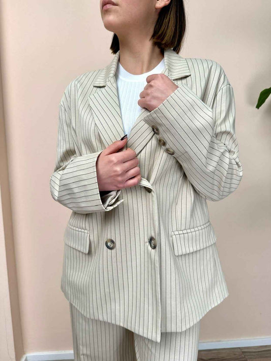 Giacca punto milano rigato - SABBIA