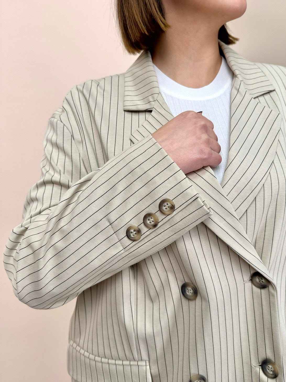 Giacca punto milano rigato - SABBIA