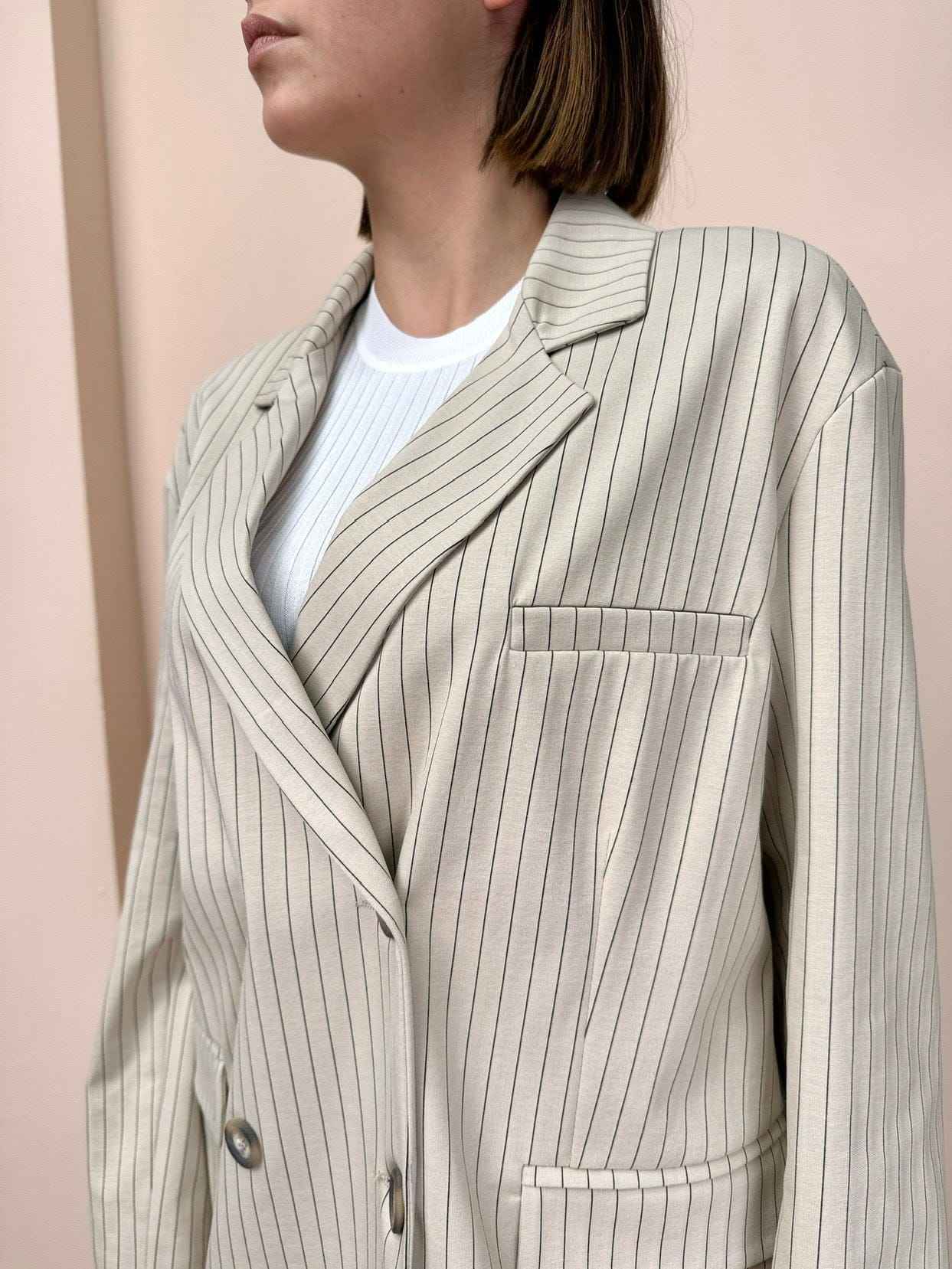 Giacca punto milano rigato - SABBIA