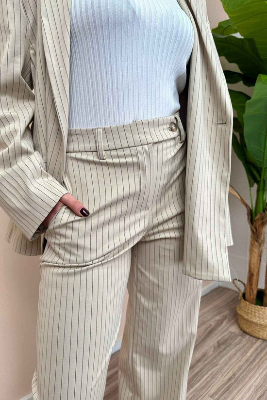 Pantalone punto milano rigato - SABBIA