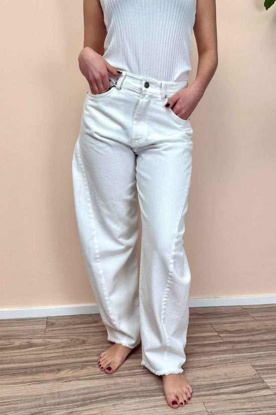 Jeans barrel in cotone - BIANCO