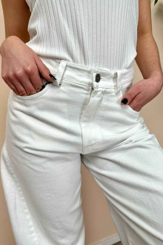 Jeans barrel in cotone - BIANCO