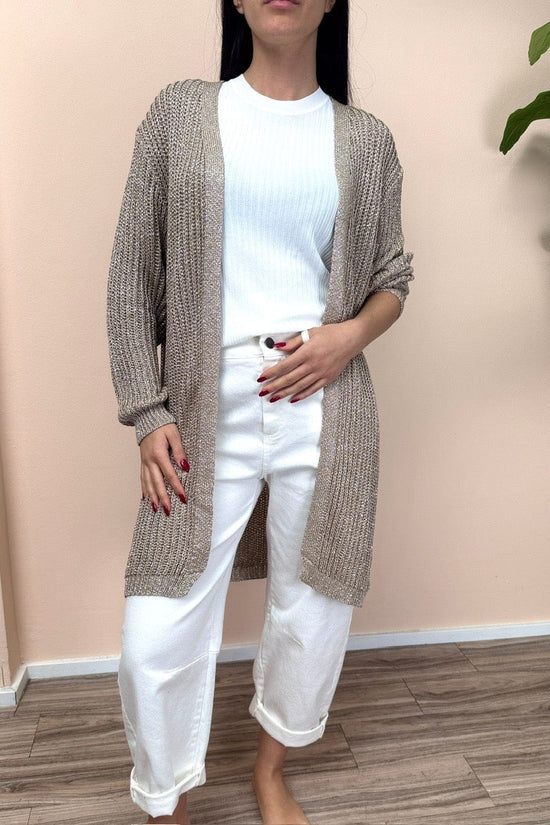 Cardigan lurex - BEIGE