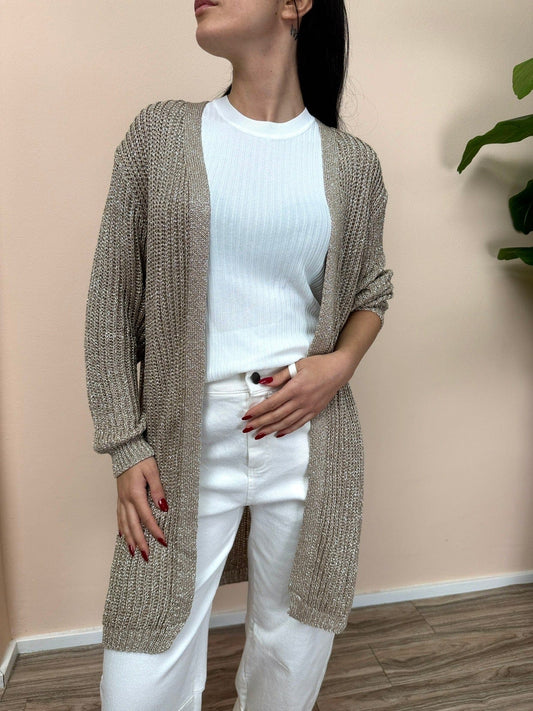 Cardigan lurex - BEIGE