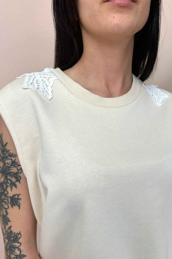 Smanicato con pizzo - BEIGE