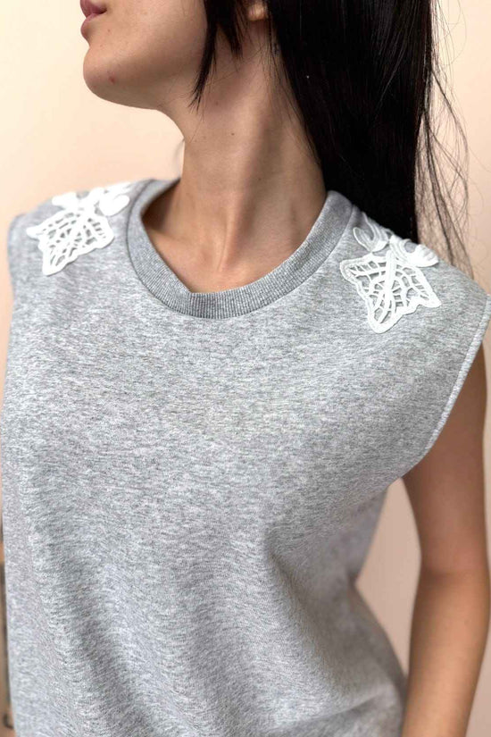 Smanicato con pizzo - GRIGIO
