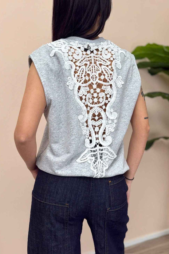 Smanicato con pizzo - GRIGIO