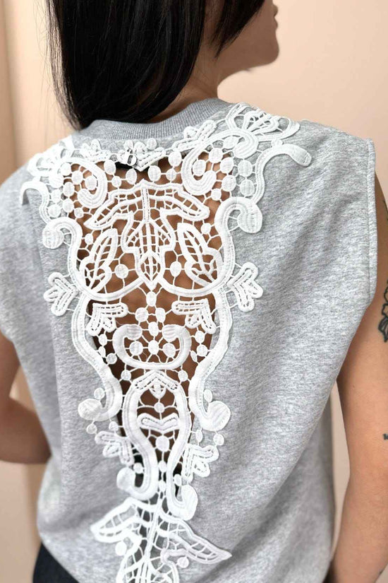 Smanicato con pizzo - GRIGIO