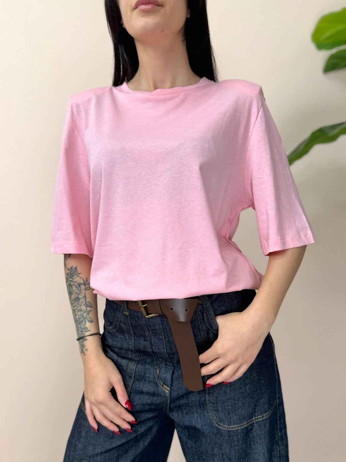 T-Shirt c/spalline - ROSA
