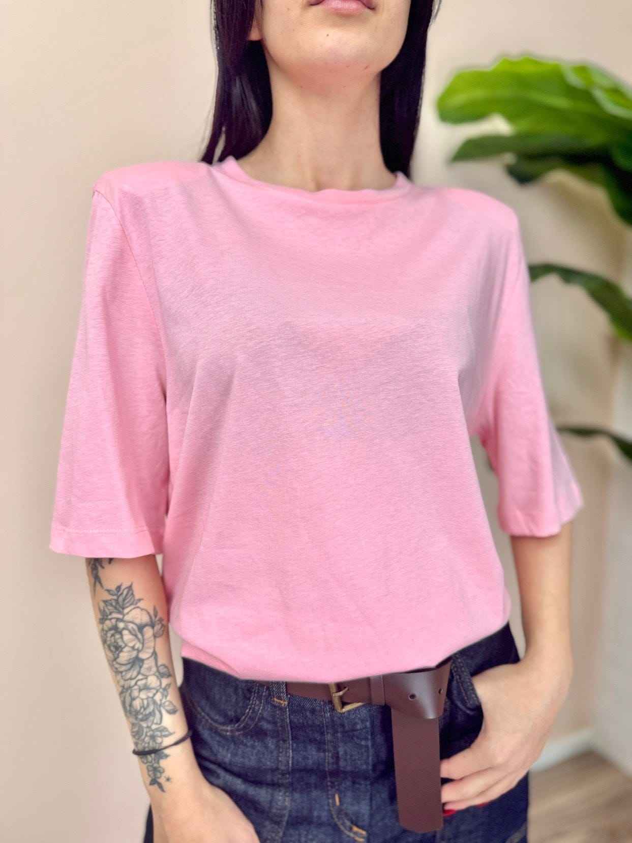 T-Shirt c/spalline - ROSA