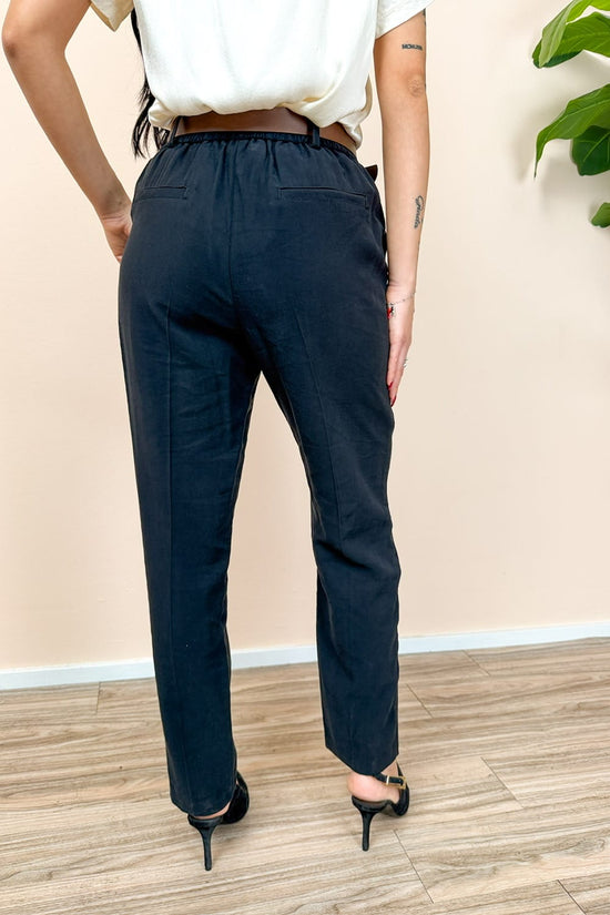 Pantalone slim in viscosa - NERO