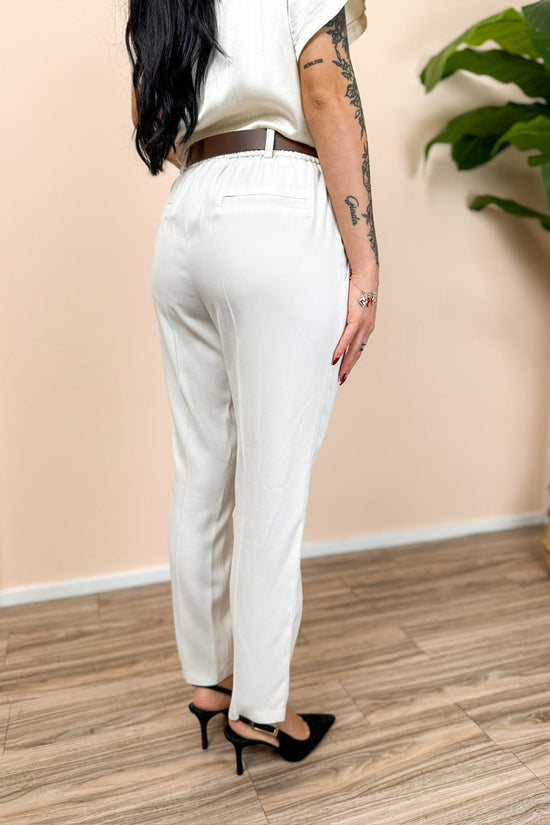 Pantalone slim in viscosa - AVORIO