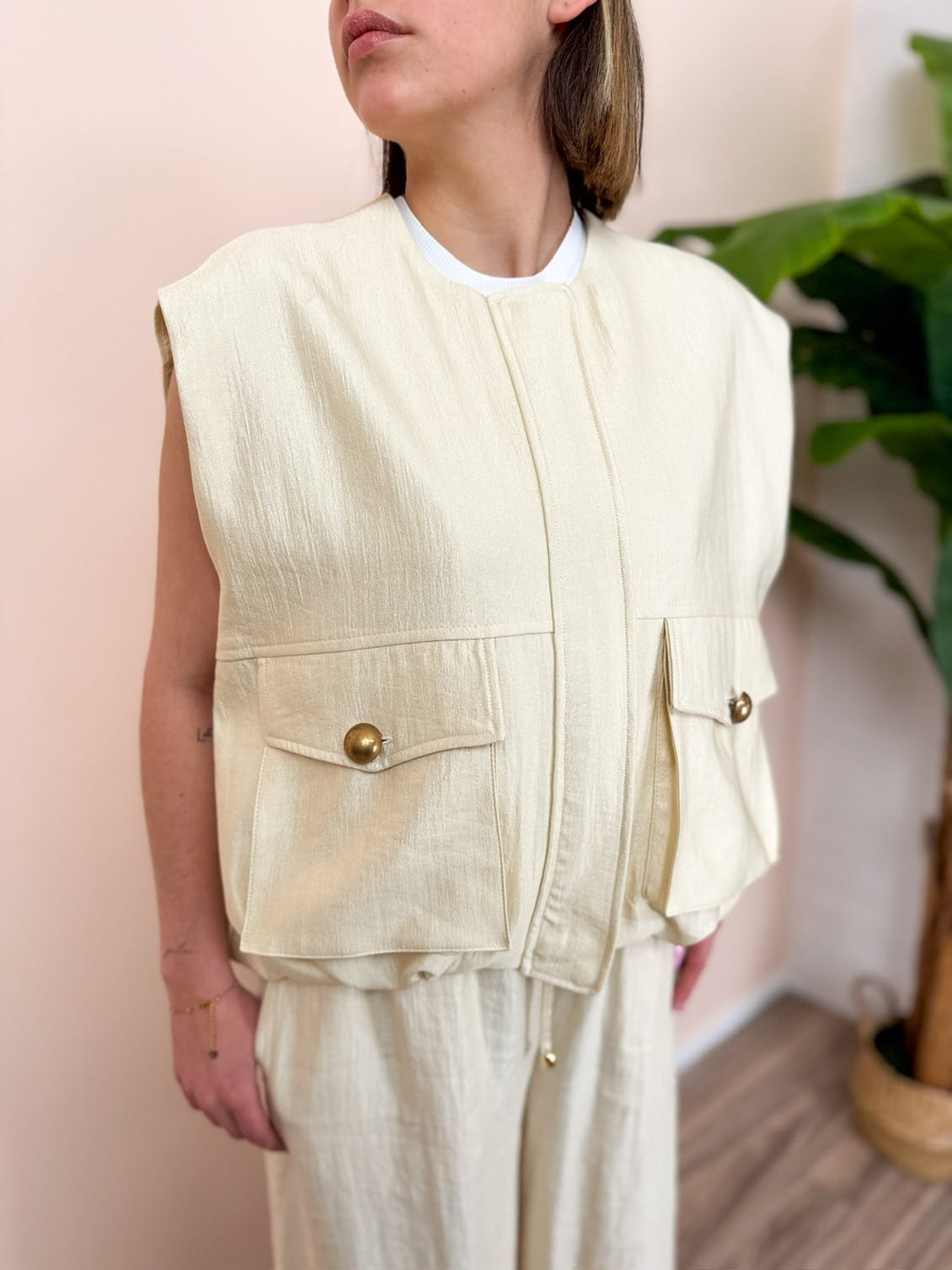 Gilet con bottoni - BURRO