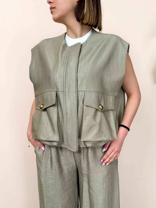 Gilet con bottoni - FANGO