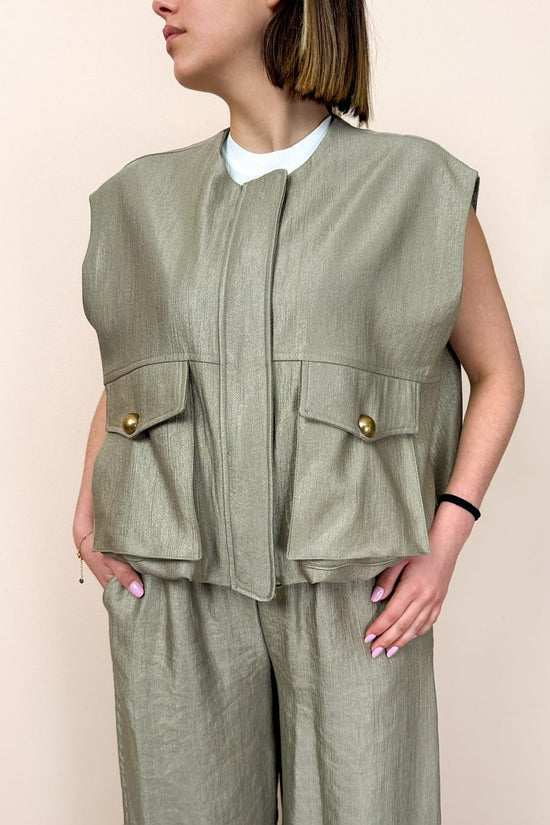 Gilet con bottoni - FANGO